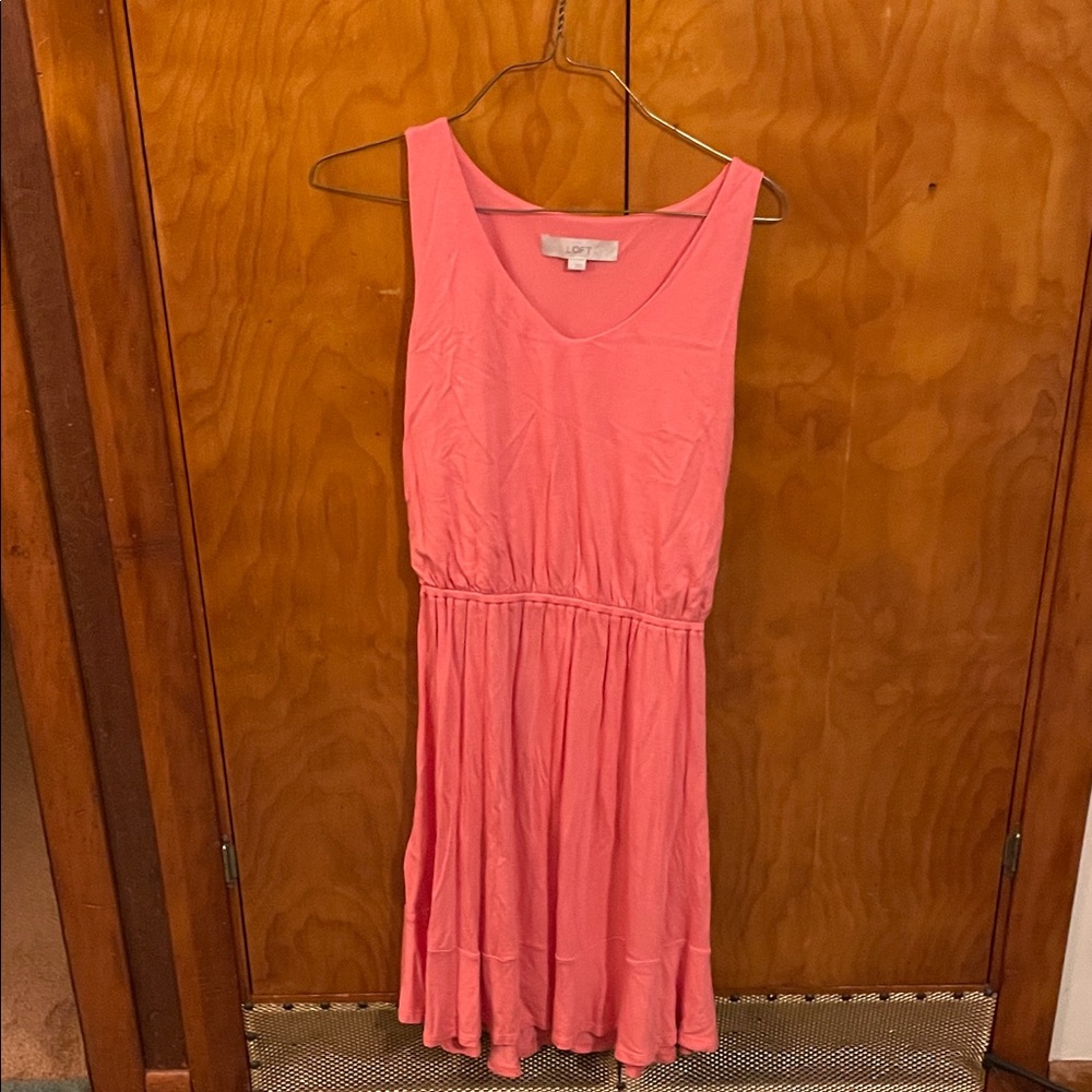 LOFT Coral Sleeveless Midi Dress